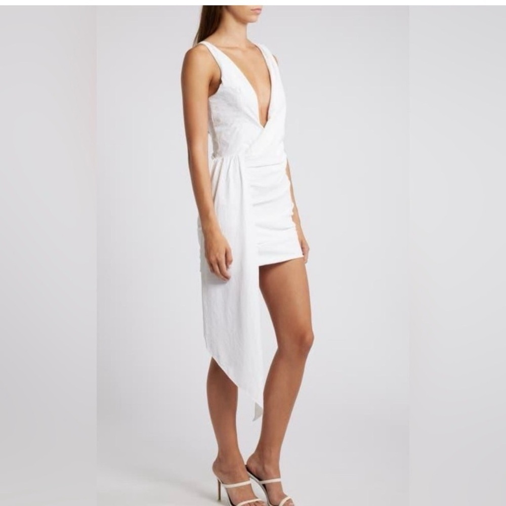 Mistress Rocks Plunge Drape Cocktail Minidress
White